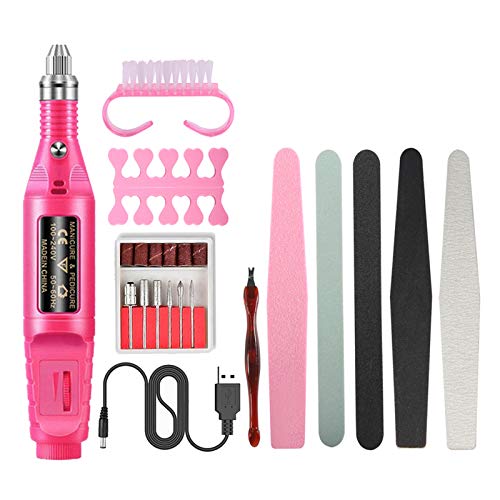 Professional Nail Drill Kit with USB Charging - Electric Nail Drill Machine, Nail File Set, Toenail Separator & Dust Brush for Manicure Pedicure | At-Home Nail Care & Salon Professional Use
