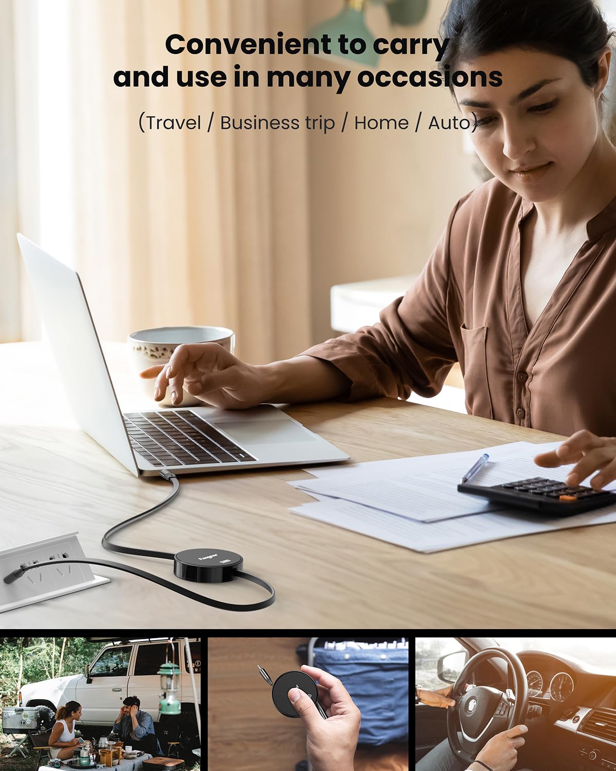 Fasgear 240W USB C to USB C Cable 3.3ft Retractable 5A Fast Charging Cord - 4-Stretch Length (Black/Silver) | Compatible with iPhone 15, MacBook Pro, PS5 Controller, ThinkPad X1 | Perfect for Travel, Office & Gaming Accessories