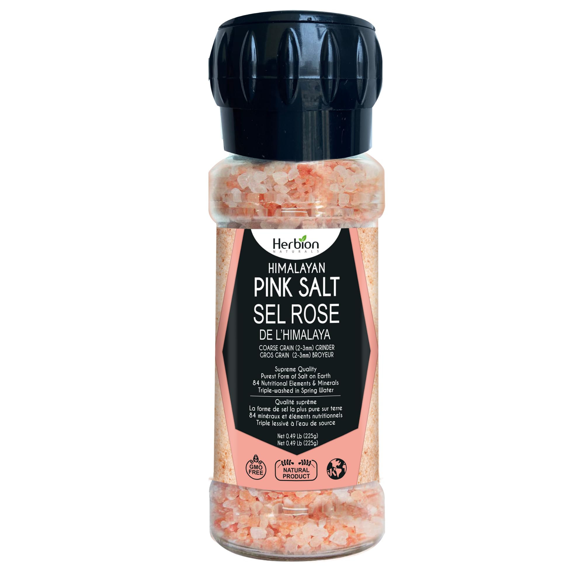 Premium Himalayan Pink Salt Coarse Grain Grinder - 225g (7.9oz) | 100% Natural, Pure & Unrefined | Ideal for Cooking, Seasoning & Gourmet Dishes | Easy-to-Use Salt Mill for Home & Restaurant Use