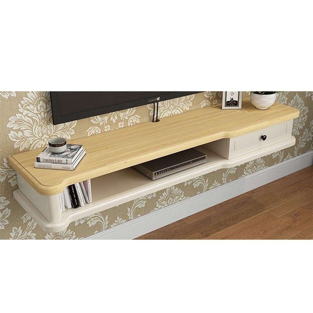 Modern Floating TV Wall Shelf - Wood & White 1.2m Wall-Mounted Cabinet for Bedroom, Living Room & Small Apartments - Space-Saving Storage for TV, Audio Equipment & Decor (Home Theater & Minimalist Interior Design)