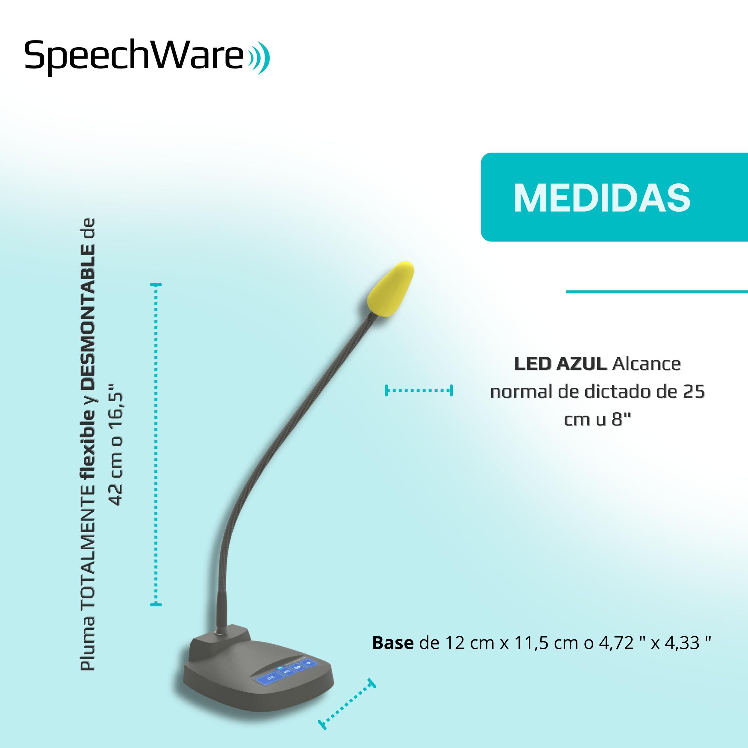 YBS SpeechWare 1-in-1 TableMike USB Gooseneck Microphone with Proprietary Speech Equalizer & Push-to-Lock Button - Perfect for Podcasting, Online Meetings & Voice Recording (Model 371509)