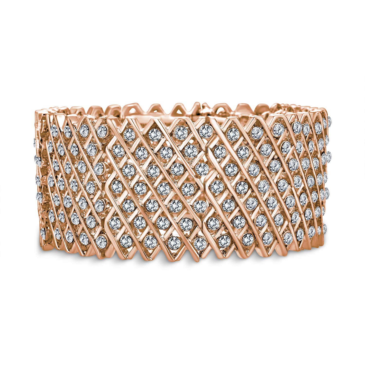 Rose Gold Crystal Stretch Bracelet for Women - Wedding & Prom Jewelry