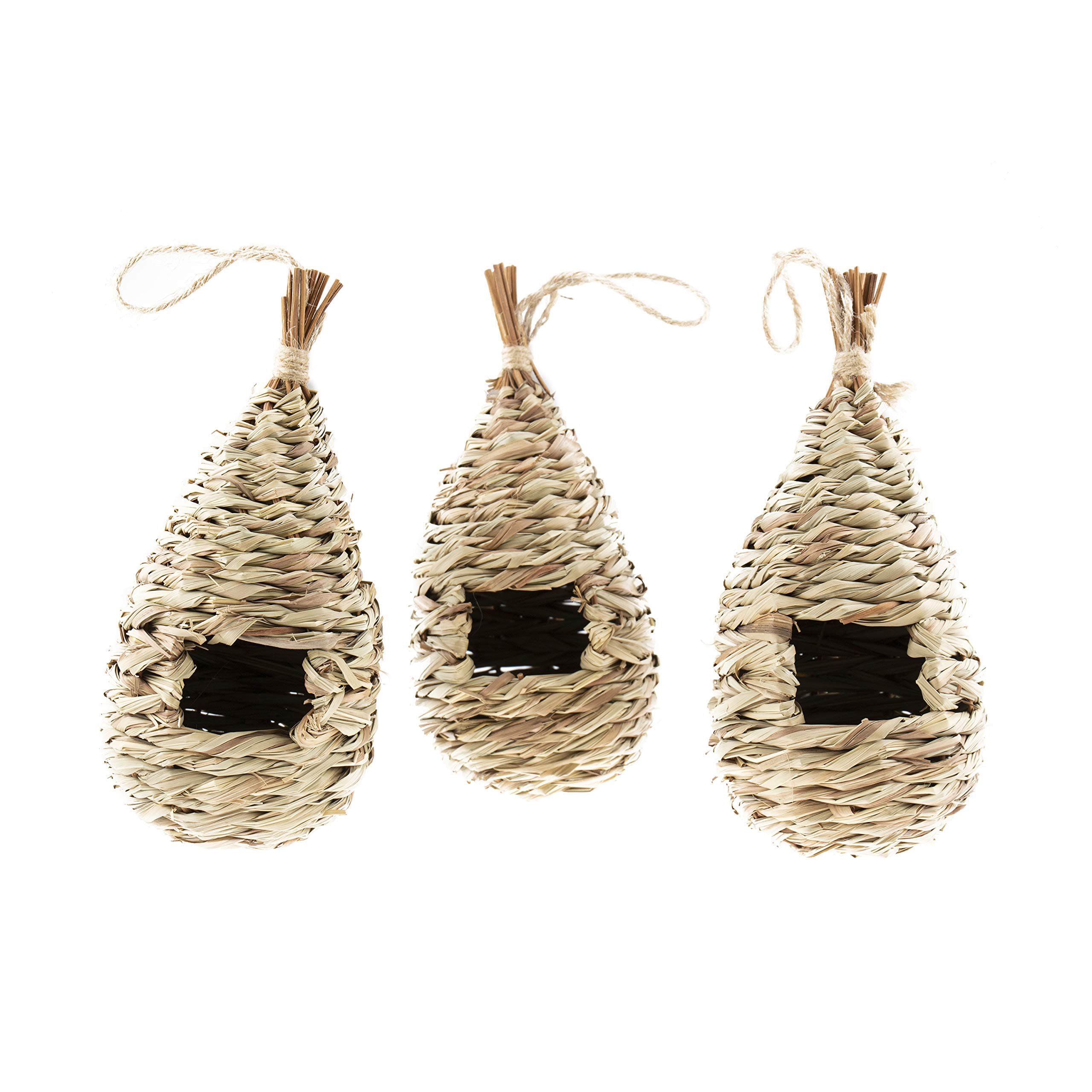 Handwoven Hummingbird House Set of 3 - Outdoor Garden Decor for Birds