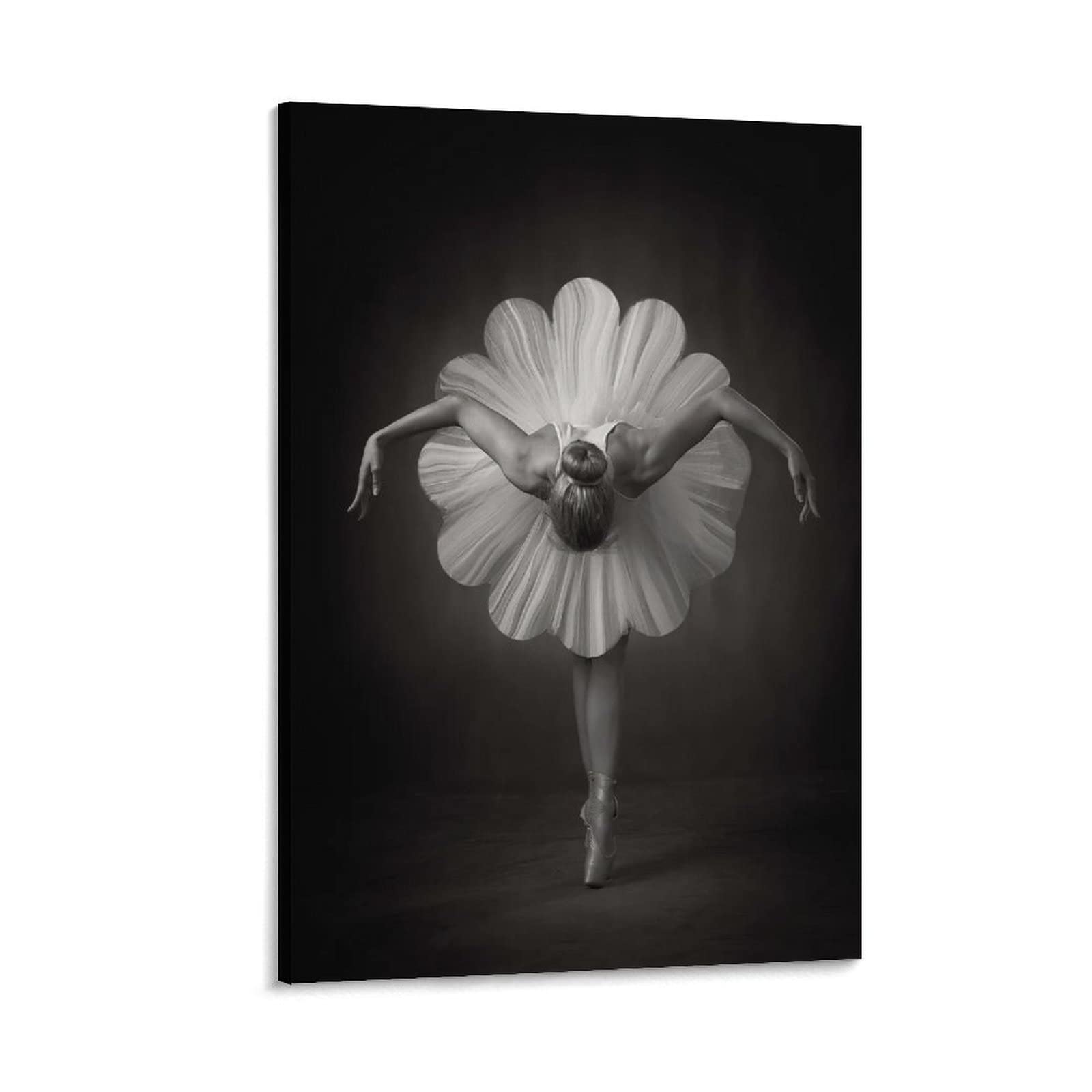 Black & White Ballerina Canvas Wall Art - Vintage Oil Painting Print for Home Decor, Modern Artwork for Living Room, Bedroom & Office - Perfect for Dance Studios, Theaters & Ballet Themed Spaces