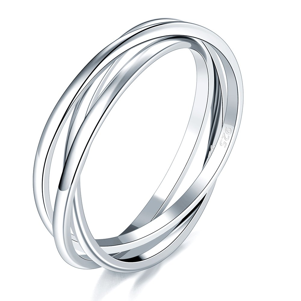 925 Sterling Silver Triple Row Rolling Rings for Women & Men - Perfect for Everyday Wear & Gifts