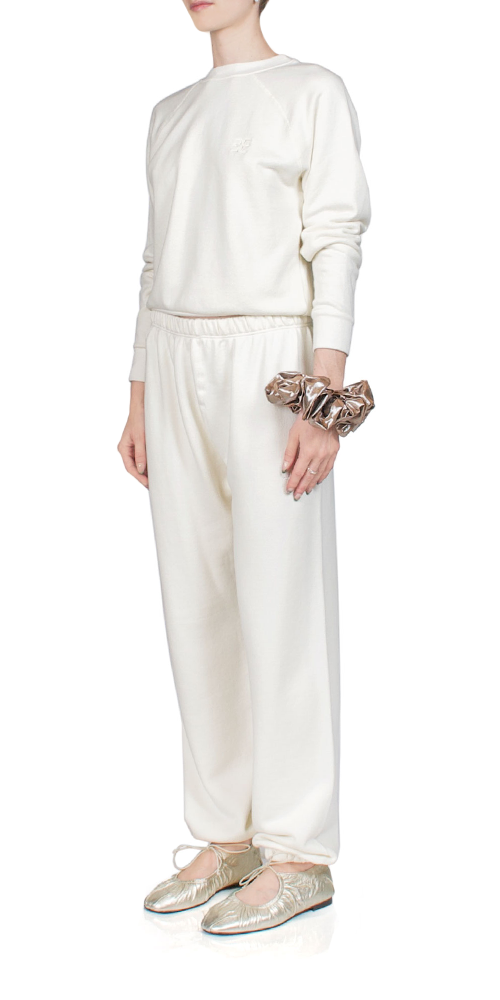 Classic Cream Sweatpants for Women - Soft Cotton Lounge Pants with Elastic Waistband - Perfect for Yoga, Running, Gym & Relaxing at Home