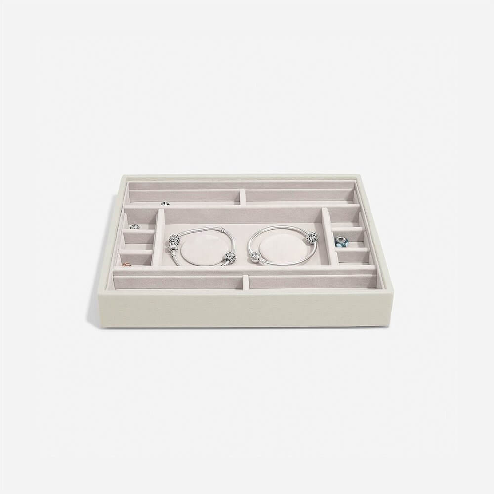 Stackers Classic 11 Compartment Jewelry Organizer Tray - Oatmeal Color for Necklaces, Rings & Earrings | Perfect for Dresser Top, Vanity & Travel Storage