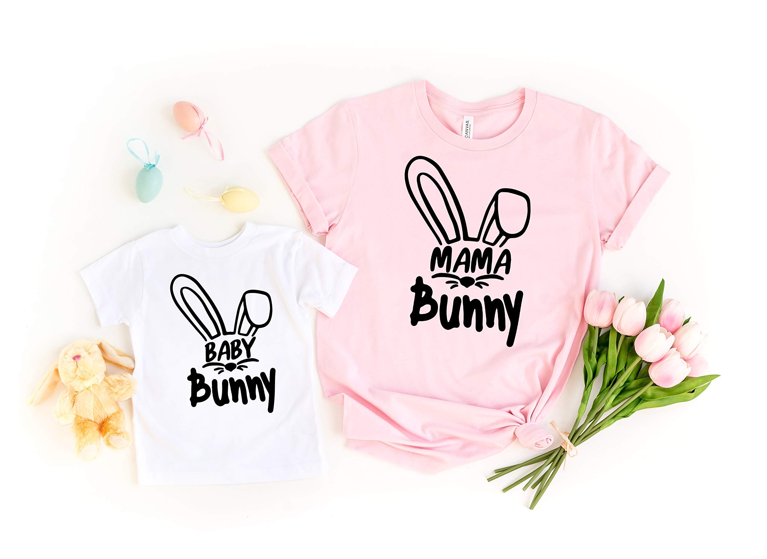 Mommy and Me Easter Matching Outfits - Bunny Shirts for Women & Girls | Family Easter Shirts for Women, Kids & Girls | Perfect for Easter Photos, Egg Hunts & Family Gatherings