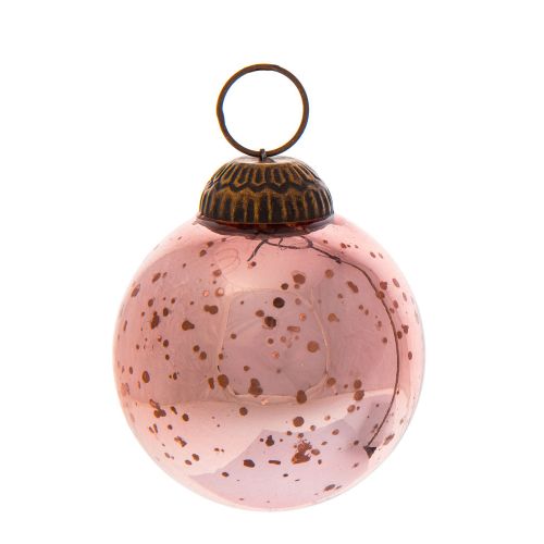 2.5 Inch Rose Gold Ava Mercury Glass Ball Ornament - Elegant Christmas Tree Decor, Holiday Party & Home Decoration for Festive Season