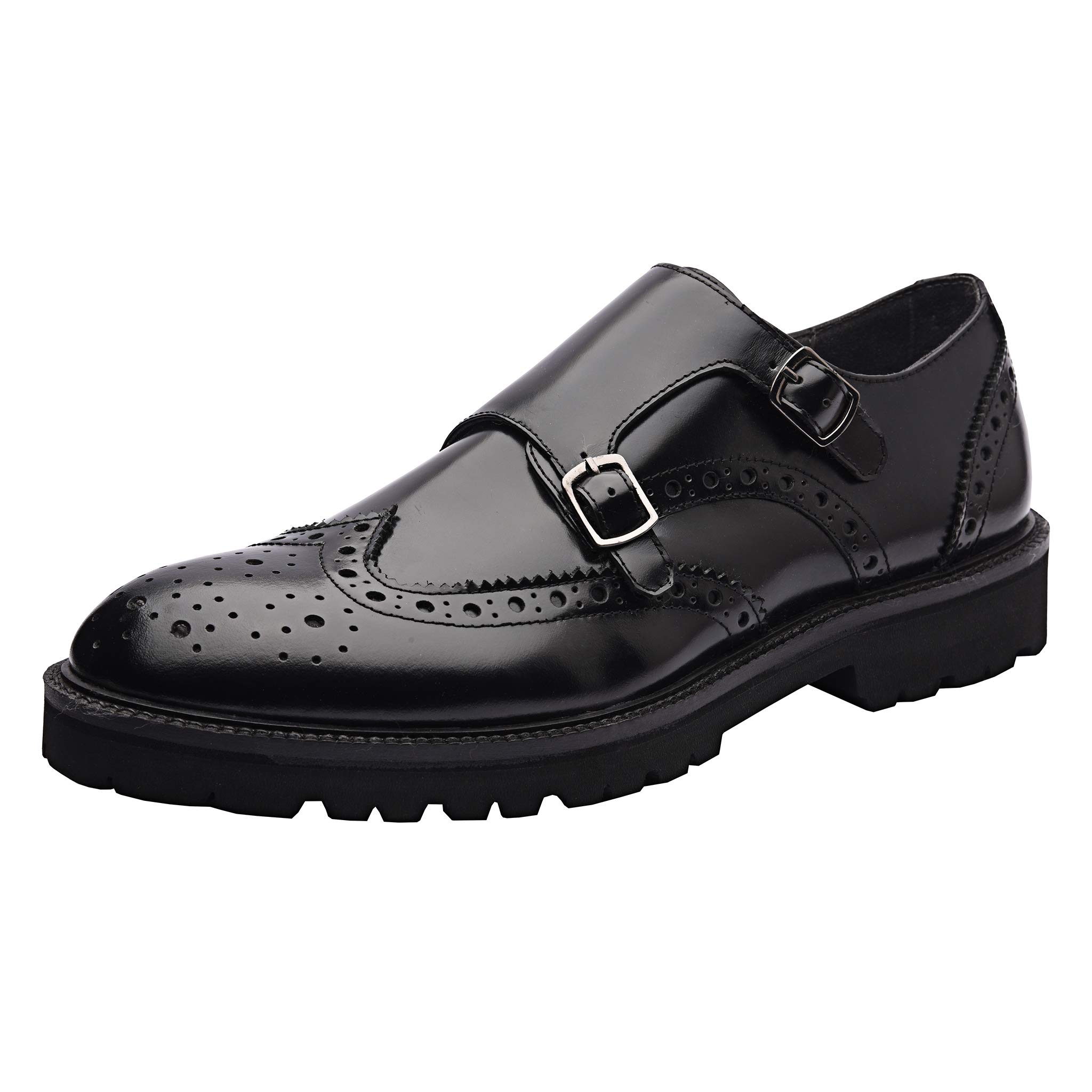 Allonsi Genuine Leather Dress Shoes for Men - Handcrafted Monk Strap Oxfords with Durable Sole | Premium Comfort Formal & Work Shoes | Perfect for Office, Weddings & Business Events