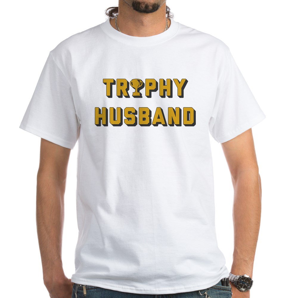 Trophy Husband White Cotton T-Shirt for Men - Funny Gift Idea for Anniversaries & Couples - Perfect for Date Nights & Special Occasions