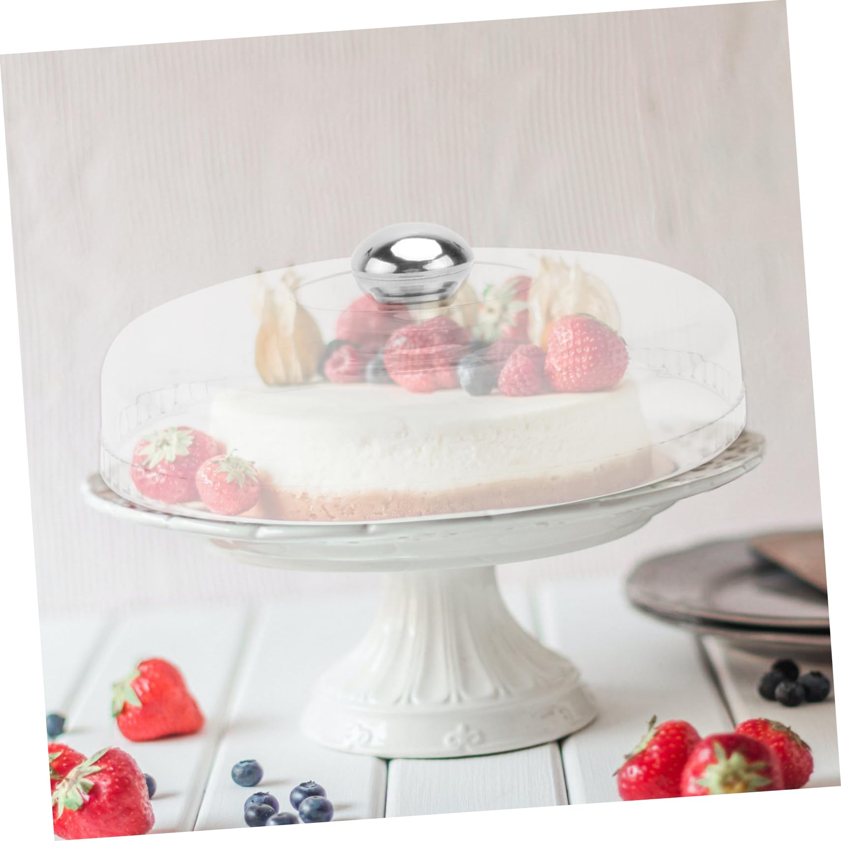 Clear Plastic Cake Dome for Snacks, Pastries & Desserts - Microwave Safe Food Cover with Stand | Perfect for Bakery Display, Party Serving & Kitchen Storage