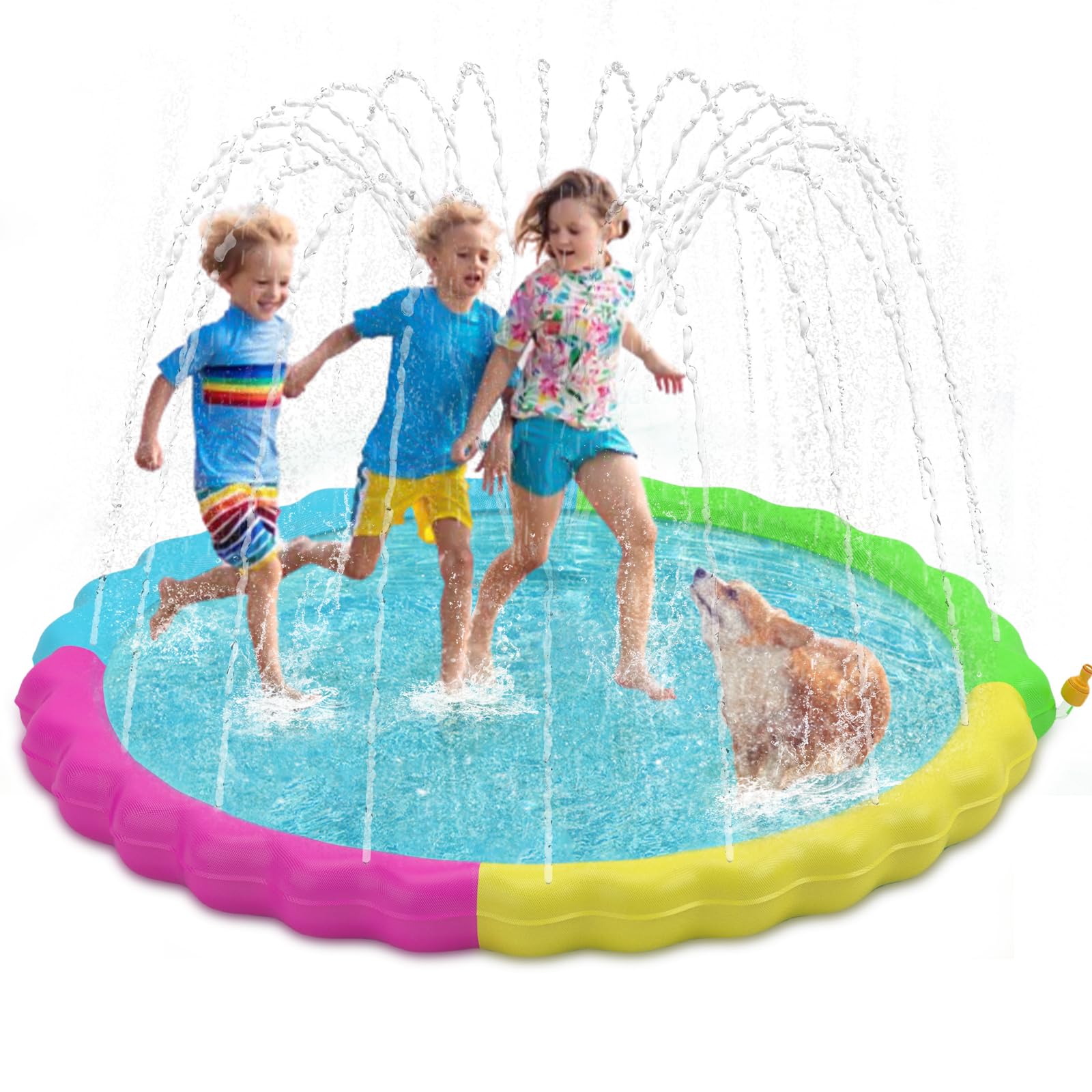 **Heeyoo Non-Slip Splash Pad for Kids & Toddlers – Outdoor Water Play Mat, Summer Sprinkler Pool, Durable & Scratch-Resistant for Dogs – Perfect for Backyard, Park, and Beach Fun**