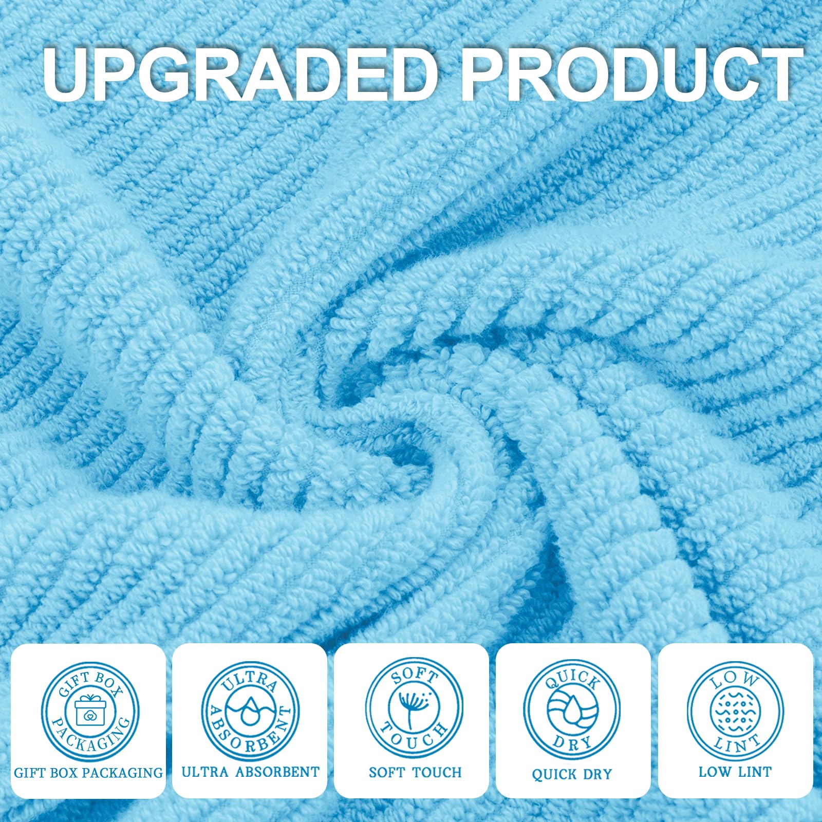 Premium 100% Cotton Bath Towel Set of 6 - Ultra Soft & Quick Dry Luxury Towels (2 Large 30