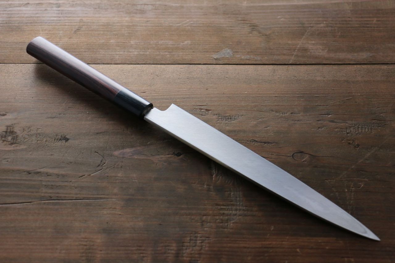 Premium Kanetsune White Steel 11-Layer Damascus Japanese Sushi & Sashimi Knife 210mm - Authentic Shitan Handle - Professional Chef's Knife for Sushi Preparation, Meat Slicing & Kitchen Cooking