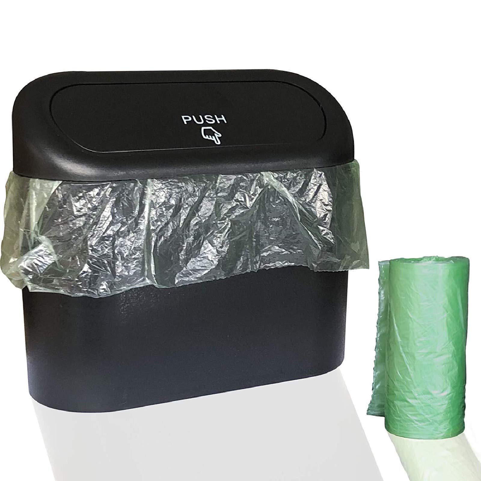Leakproof Car Trash Can with Lid - 30x Dustbin for Vehicle & Home Use - Durable Trash Bags for Car Protection Accessories (Black, One Size) - Perfect for Road Trips, Office & Home Organization