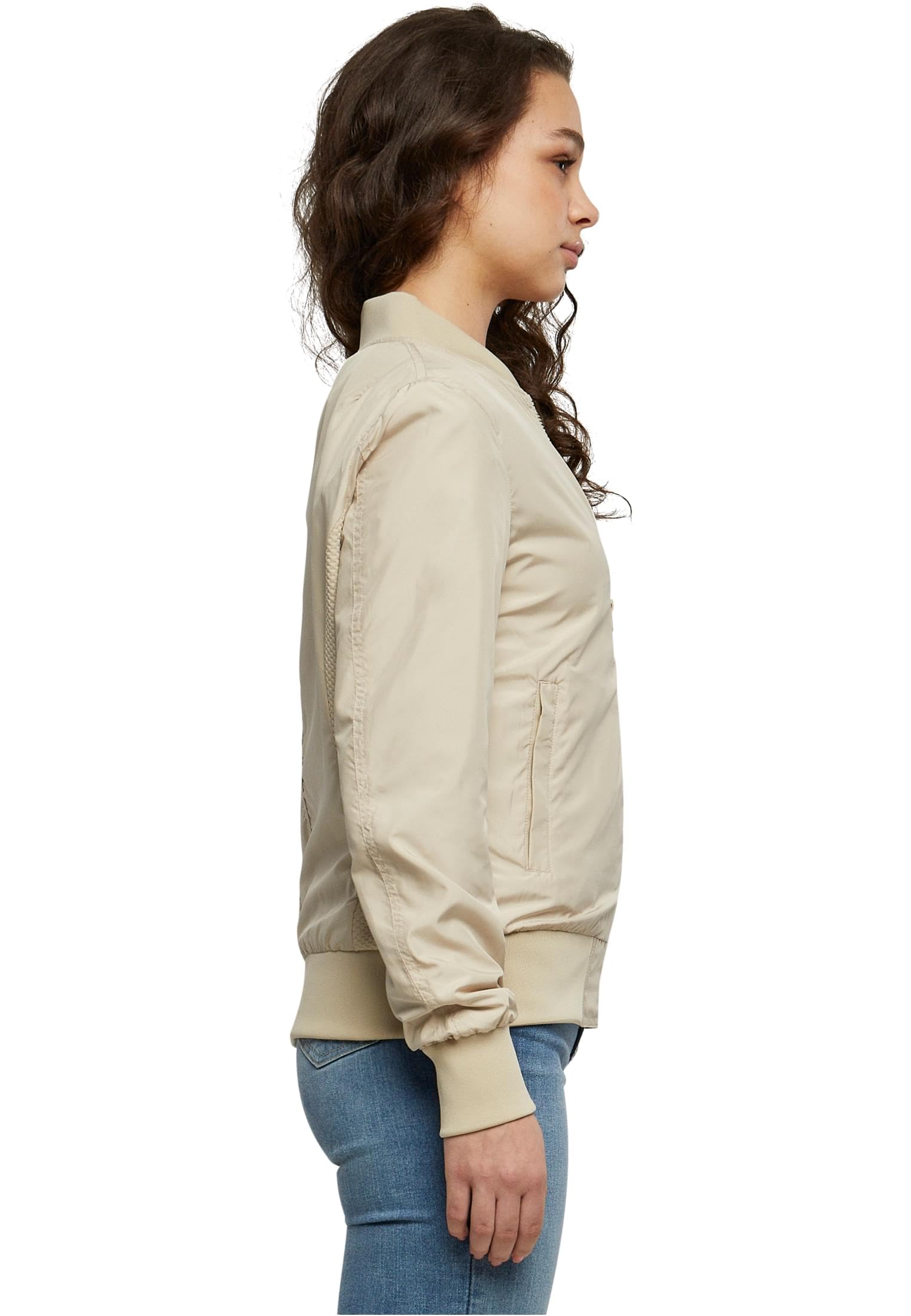 Women's Lightweight Bomber Jacket in Sand Beige - Stylish Casual Outerwear for Spring & Fall | Perfect for Everyday Wear, Travel & Outdoor Activities