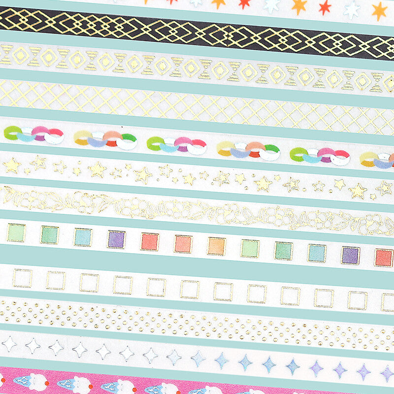 Basic Check Box Slim Washi Tape - Decorative Japanese Paper Tape for Scrapbooking, Journaling, Planner Decor, Gift Wrapping & DIY Crafts