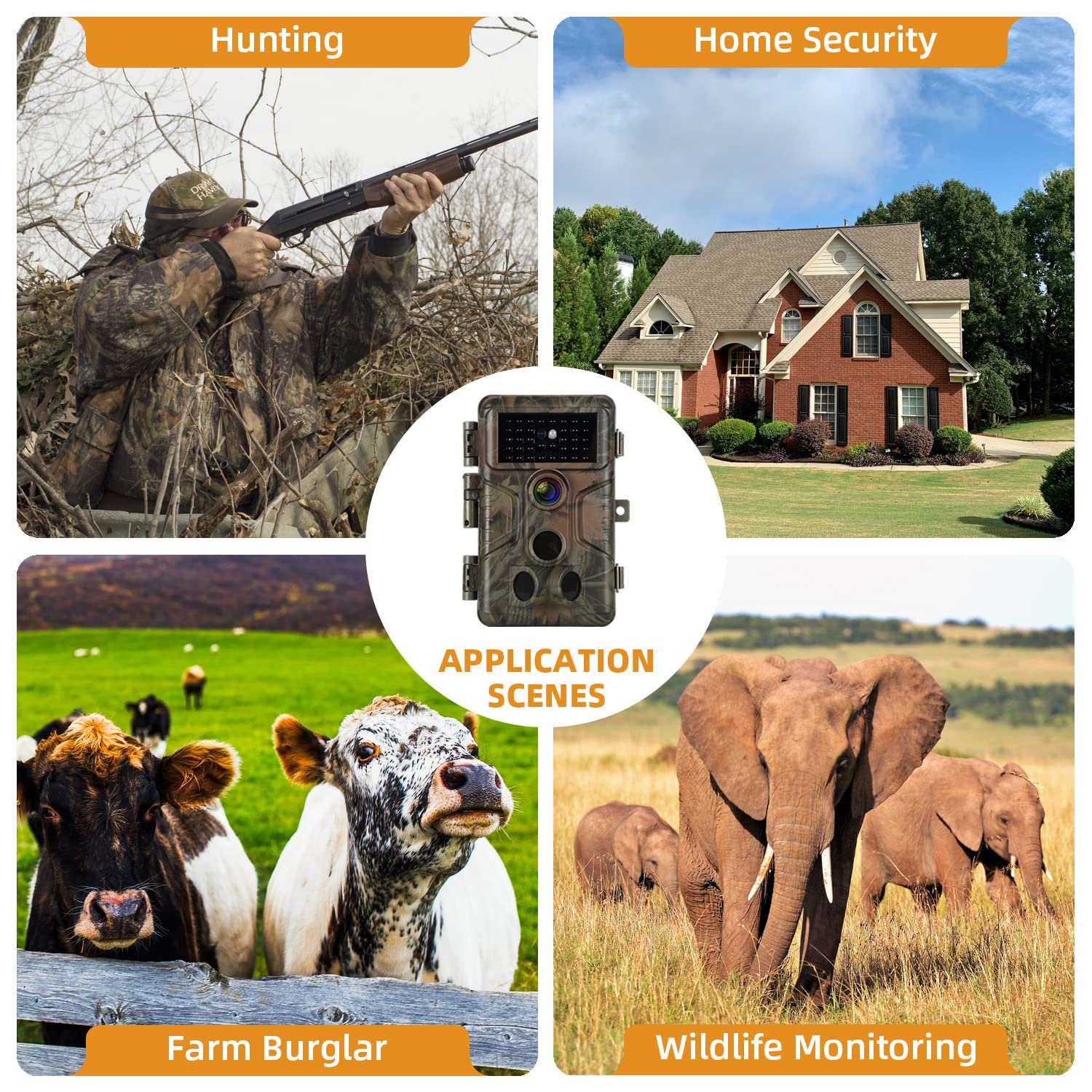 4-Pack Trail Camera 48MP 1296P HD Game Hunting Camera with Night Vision, Sound Recording & IP66 Waterproof - 100ft Range, 120° Wide Angle, 0.1s Trigger Speed for Wildlife Monitoring, Security Surveillance & Outdoor Adventure