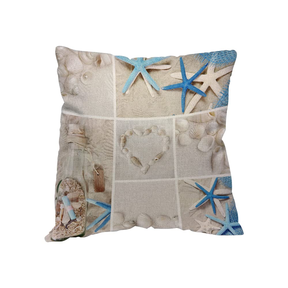 Yakuna Seashell Throw Pillow Covers - Summer Beach Theme Square Cushion Covers for Sofa, Couch, Bed & Chair - Colorful Drift Bottle Shell Design - Perfect for Coastal Decor, Living Room Accent & Vacation Home Styling