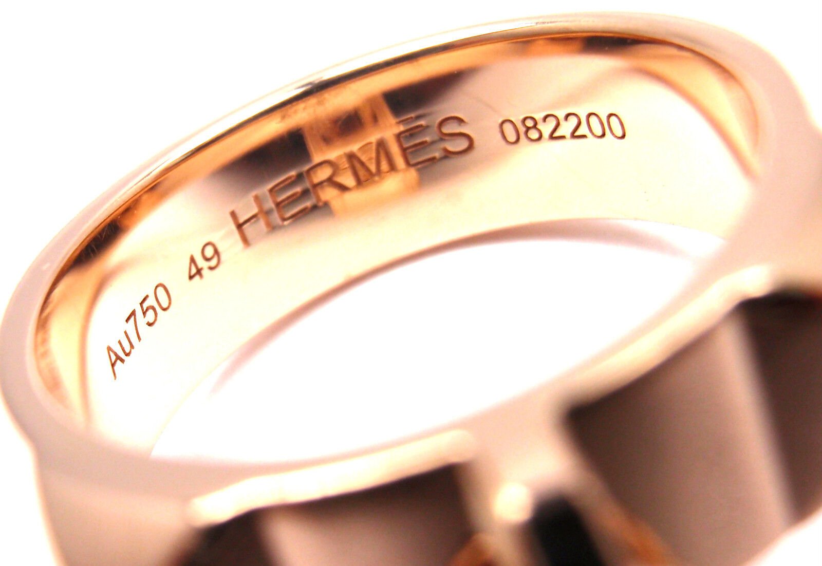 Authentic Hermes 18k Rose Gold Collier De Chien Lock Band Ring - Size 49 (US 4 3/4) - Luxury Jewelry for Women, Perfect for Special Occasions & Gifts