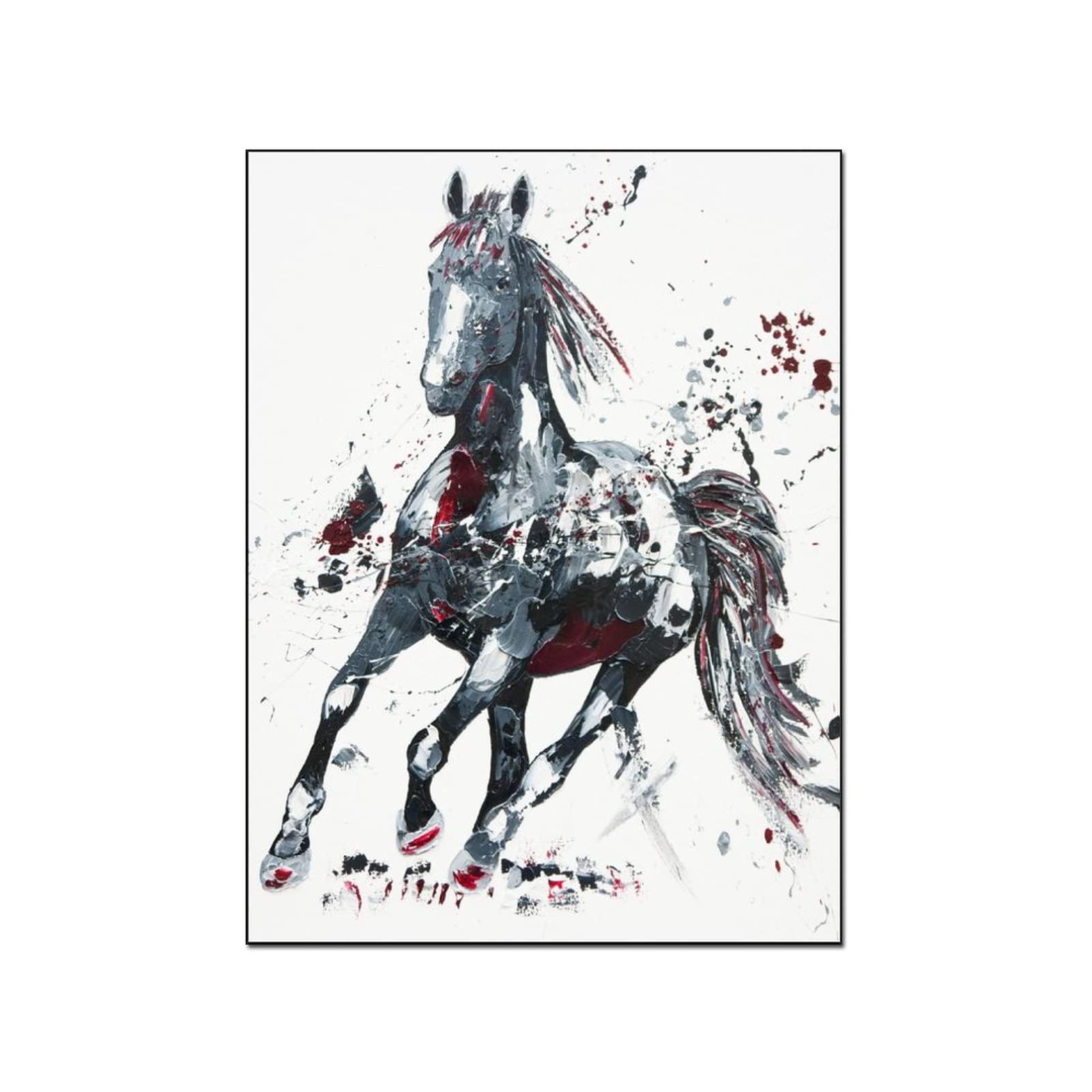 Abstract Horse Painting Canvas Print - Retro Animal Art Poster Wall Decor for Living Room & Bedroom - 12x16 inches (30x40cm) - Perfect for Modern Home, Office & Gift Giving
