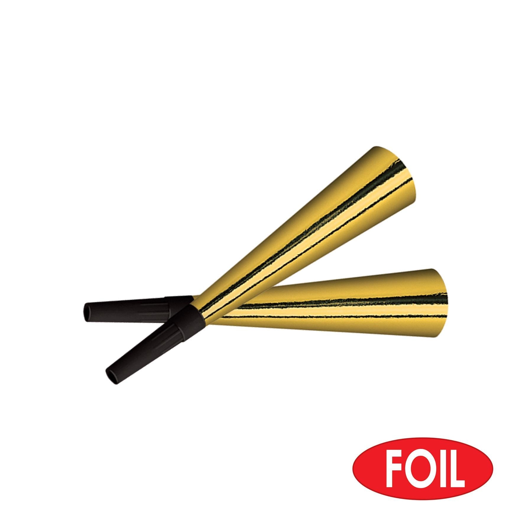 100 Pack Beistle Sparkling Gold New Year's Party Horns - Blowout Party Supplies for New Year's Eve, Birthday Celebrations & Special Events