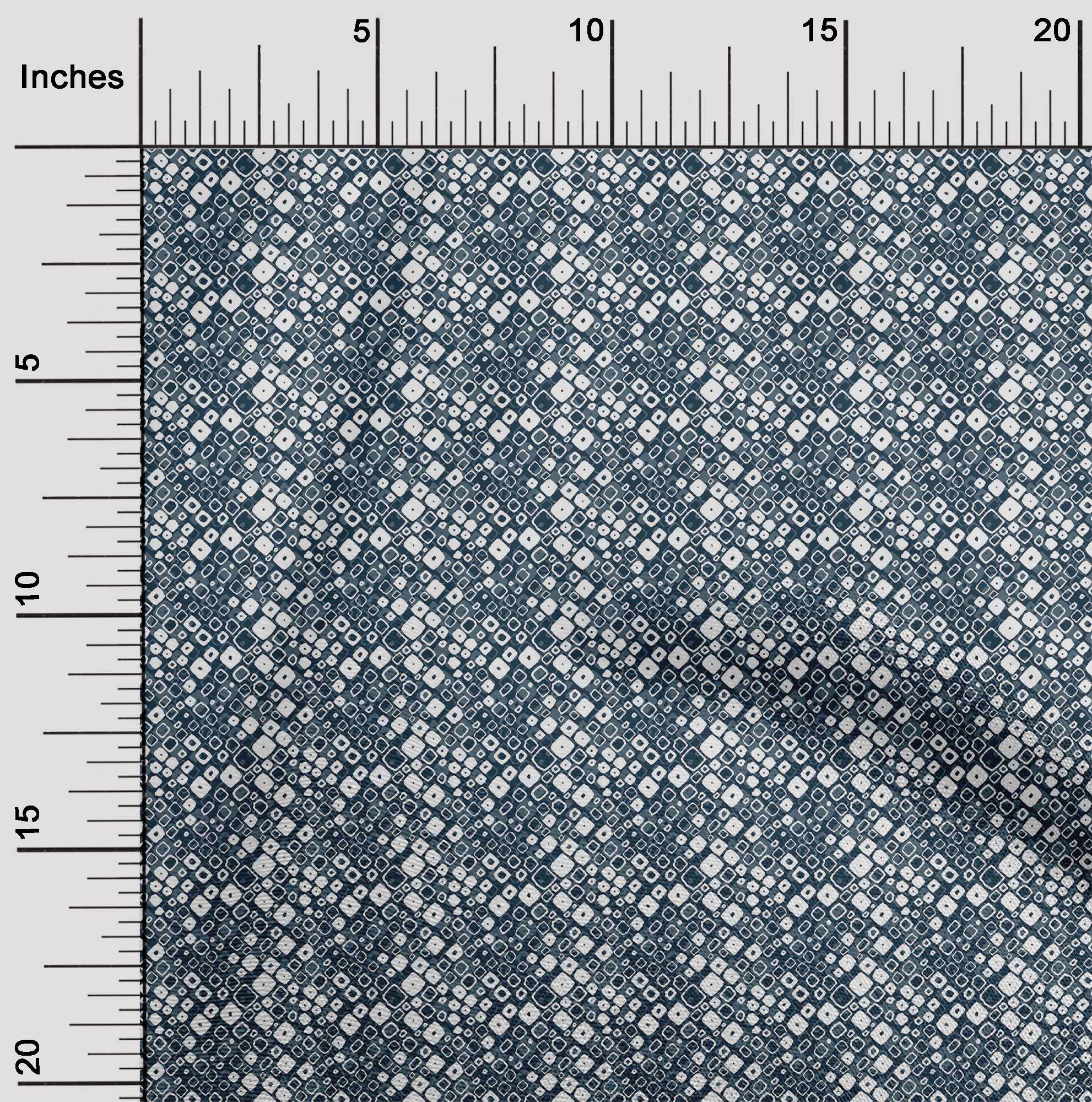 oneOone Silk Tabby Blue Fabric - Geometric Bandhani Printed Sewing Material by The Yard (42