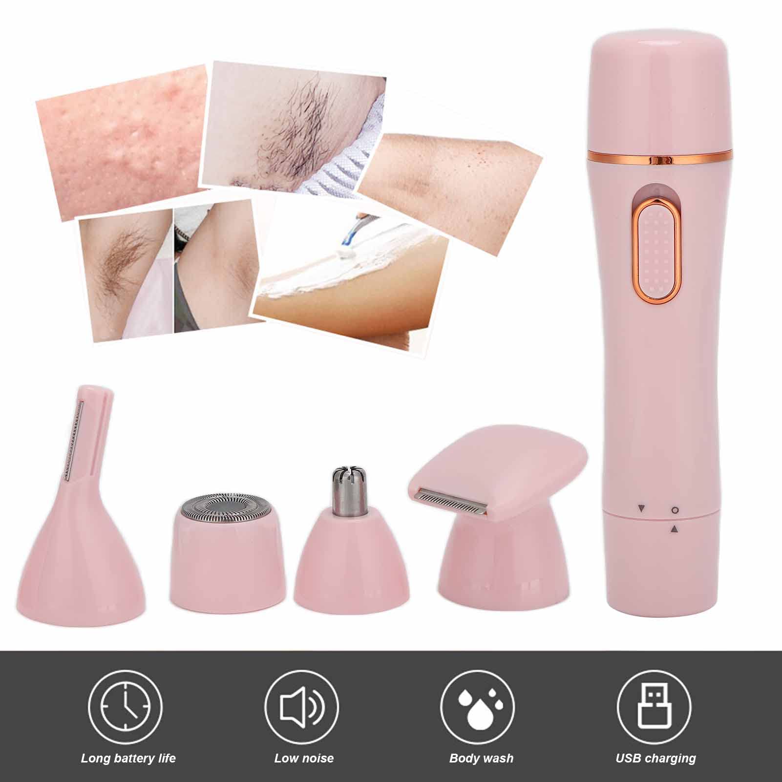 SYH&AQYE 4-in-1 Electric Hair Trimmer for Women & Men - USB Rechargeable Painless Facial, Eyebrow, Nose & Ear Hair Remover - Perfect for Travel, Grooming & Personal Care