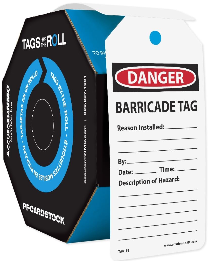 Accuform NMC 250 Safety Tags by-The-Roll - OSHA Compliant Caution Barricade Tags, 6.25