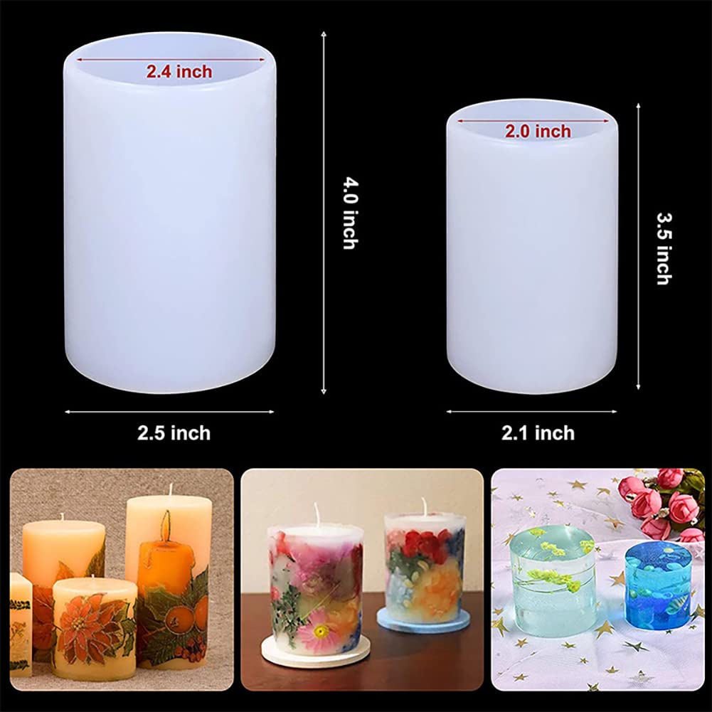 5Pcs Silicone Cylinder Candle Molds Set (20mm/30mm/40mm/50mm/60mm) - DIY Pillar Candle Making, Epoxy Resin Casting, Soap Molds for Home Decor, Wedding & Holiday Crafts