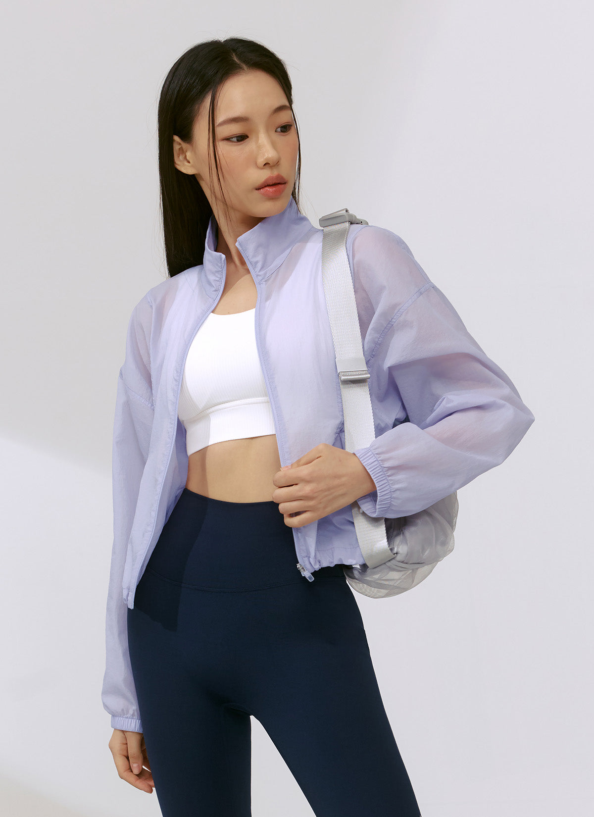 Breathable High Neck Crop Windbreaker Jacket - Lightweight & Comfortable for Running, Hiking & Outdoor Activities