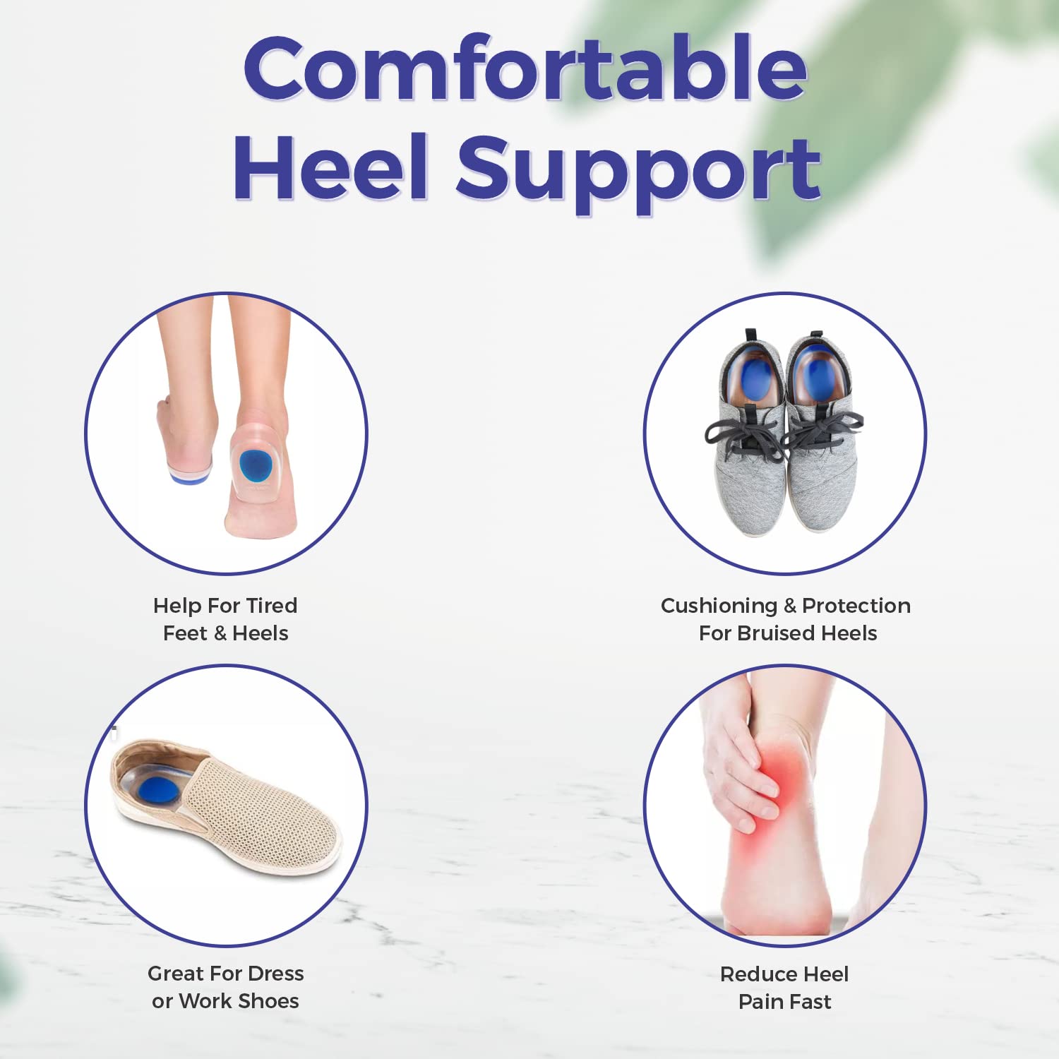 Dr. Foot Gel Heel Cups Pair - Plantar Fasciitis Relief, Bone Spurs & Heel Pain Support - Massaging Shock Absorbing Gel Inserts for Men & Women - Perfect for Running, Walking & Standing All Day (Pack of 2)