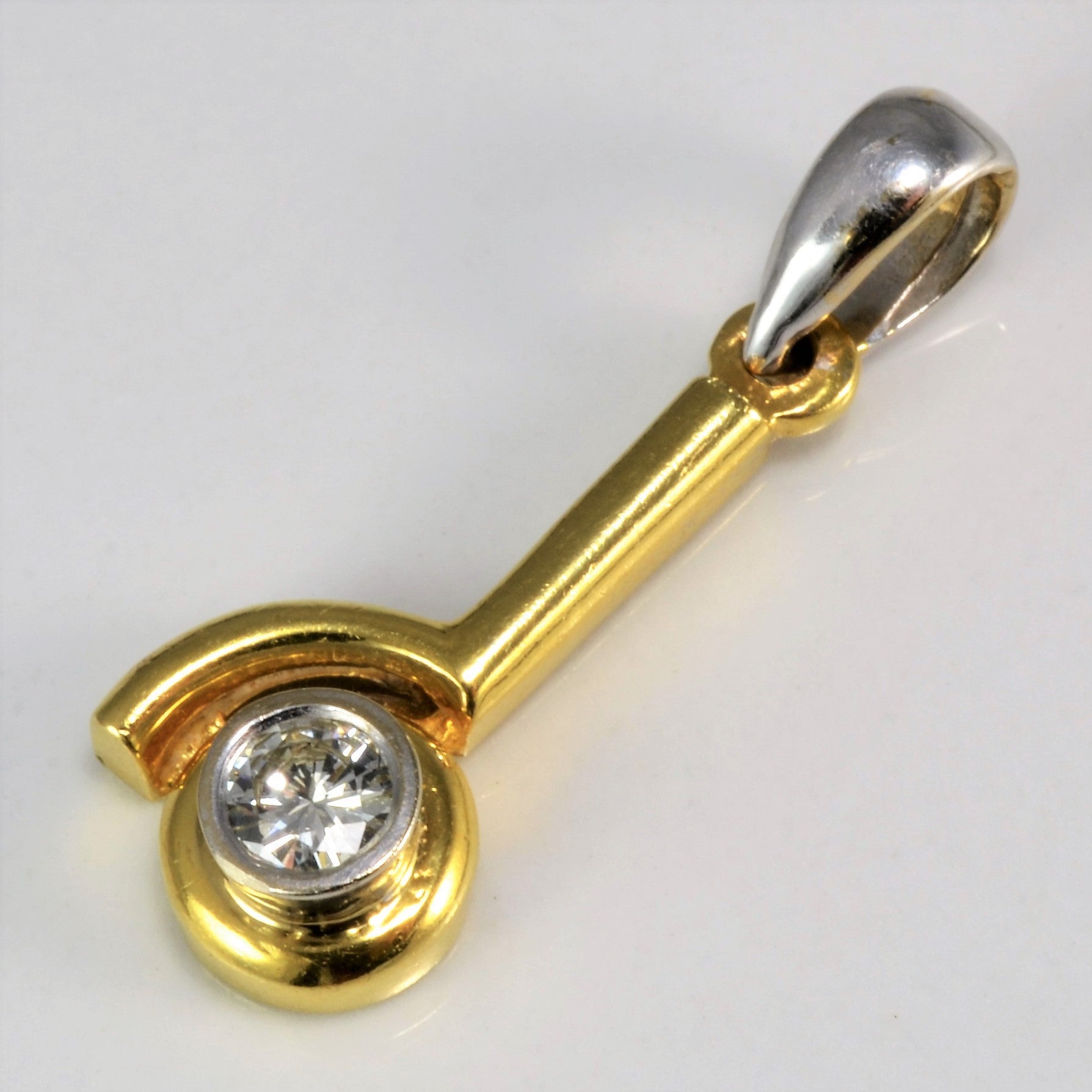 Elegant Two-Tone Abstract Solitaire Diamond Pendant Necklace | 0.25 Carat Round Cut Diamond | 14K White & Yellow Gold | Perfect for Anniversary Gifts & Special Occasions