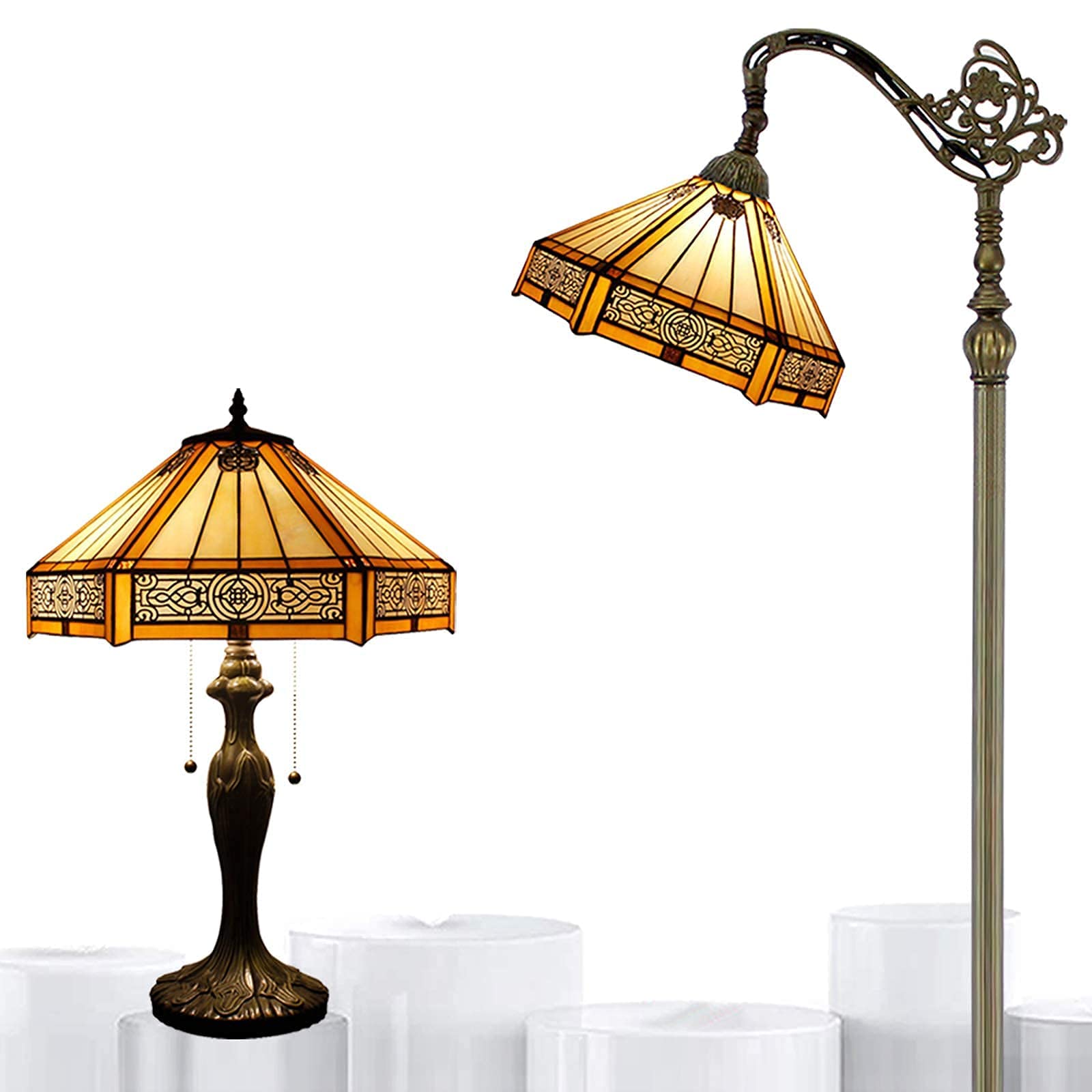Tiffany Style Stained Glass Lamp Shade - Elegant Decorative Lighting for Living Room, Bedroom, Office & Dining Room - Perfect for Home Decor, Vintage Ambiance & Relaxing Atmosphere