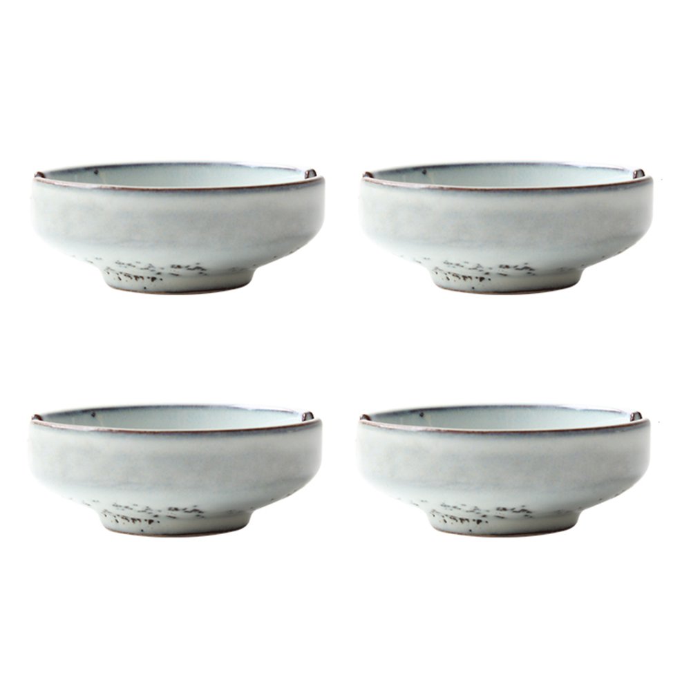 Retro Style Colias Wing Marble Porcelain Bowls - Set of 4 White Multipurpose Side Dishes for Soy Sauce, Seasonings & Dipping - Perfect for Asian Dining, Sushi Restaurants & Home Kitchen Decor