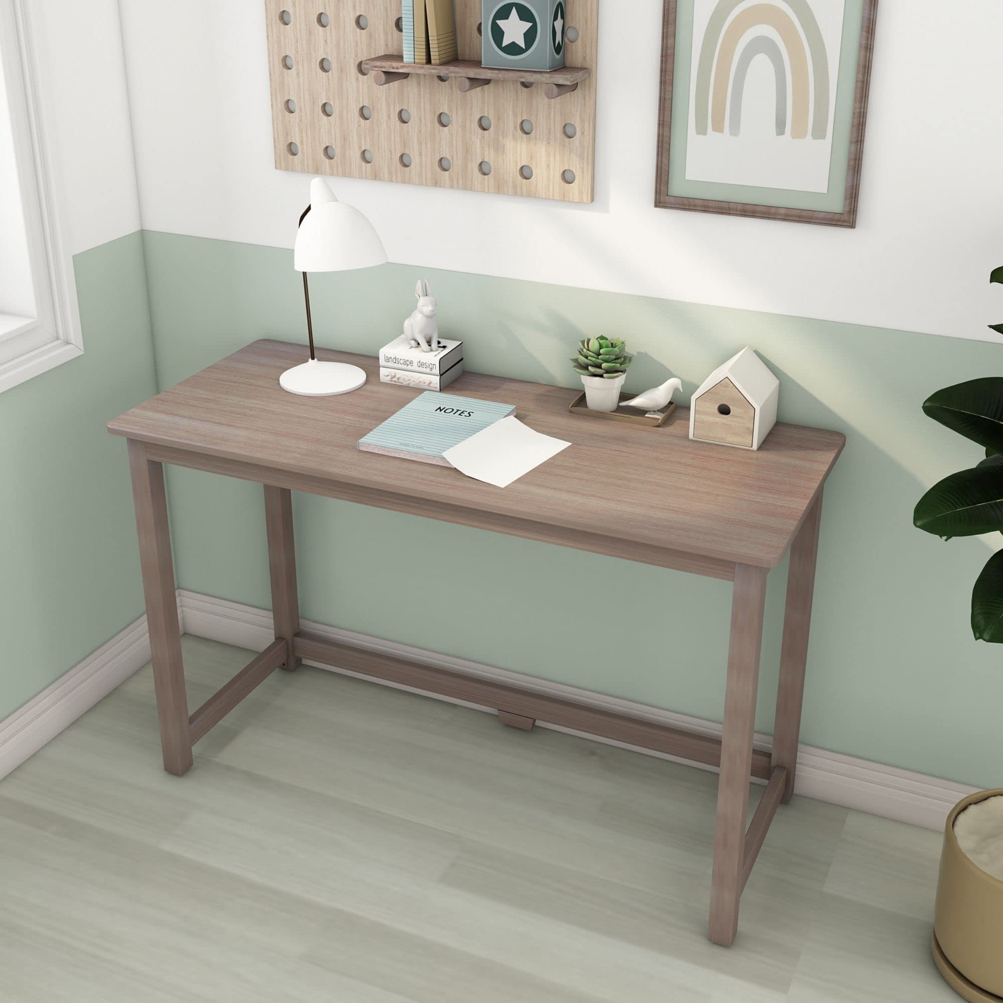 Max & Lily 47 Inch Solid Wood Desk in Clay Finish - Perfect for Home Office, Study & Kids Room Workspace