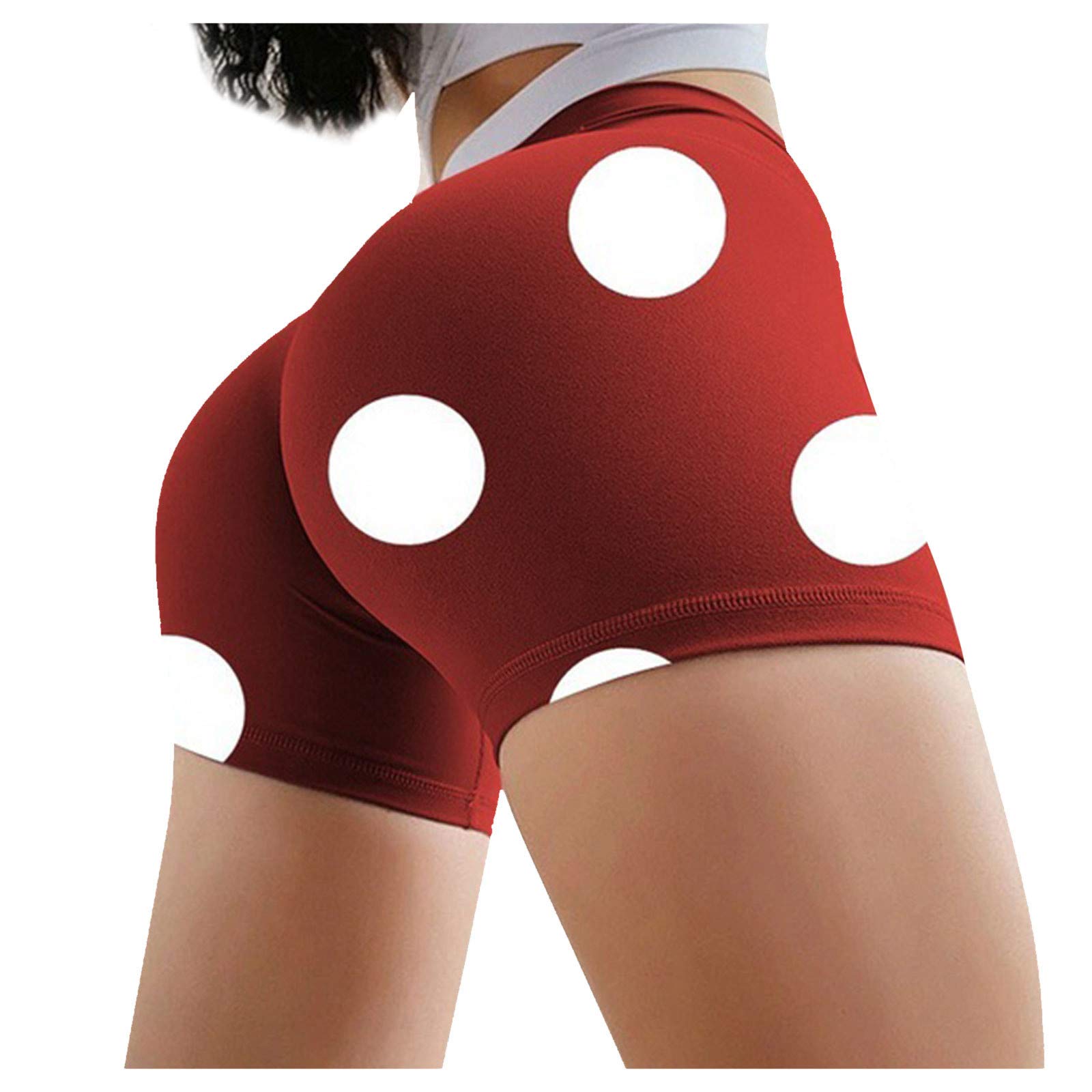 Women's Sexy Polka Dot Print Yoga Shorts - Casual Stretchy Workout Pants for Yoga & Gym - Size 6 - Perfect for Hot Yoga, Pilates & Summer Fitness