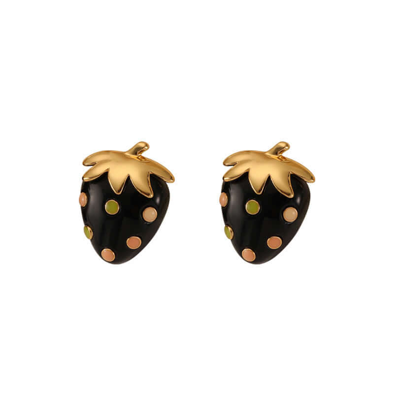 Stylish Black Strawberry Stud Earrings for Women | DMS294 | Perfect for Casual Wear, Parties & Gifts