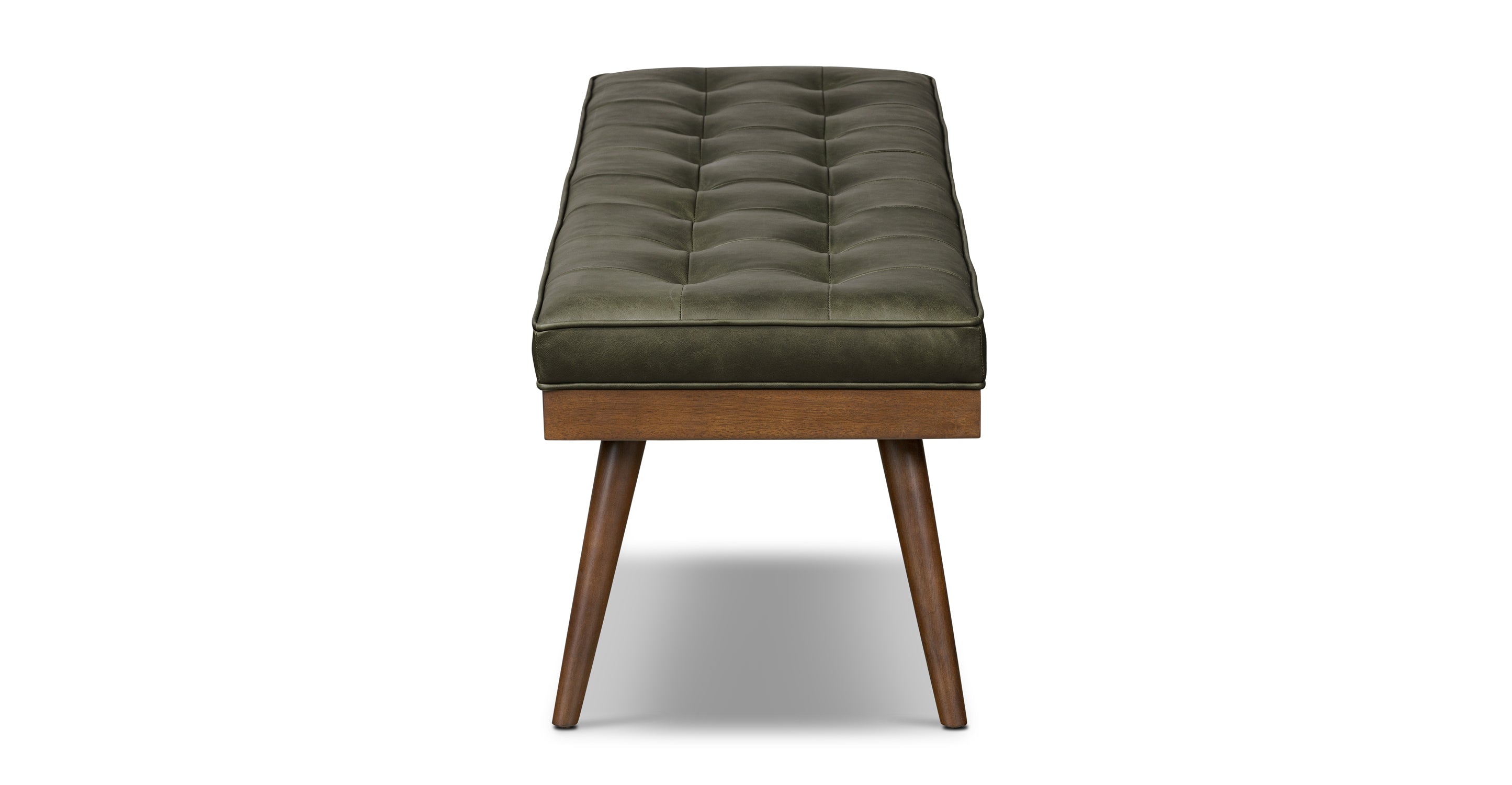 Luca Leather Bench - Modern Upholstered Storage Ottoman with Tufted Design for Living Room, Bedroom, or Entryway - Durable Faux Leather Seat with Sturdy Wooden Legs - Perfect for Extra Seating, Footrest, or Stylish Home Decor