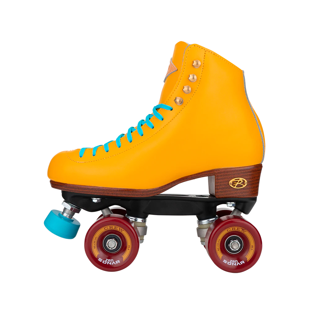 Riedell Crew Roller Skates - Turmeric Color - Women's & Men's Quad Roller Skates for Indoor & Outdoor Skating, Rink, Fitness & Retro Style