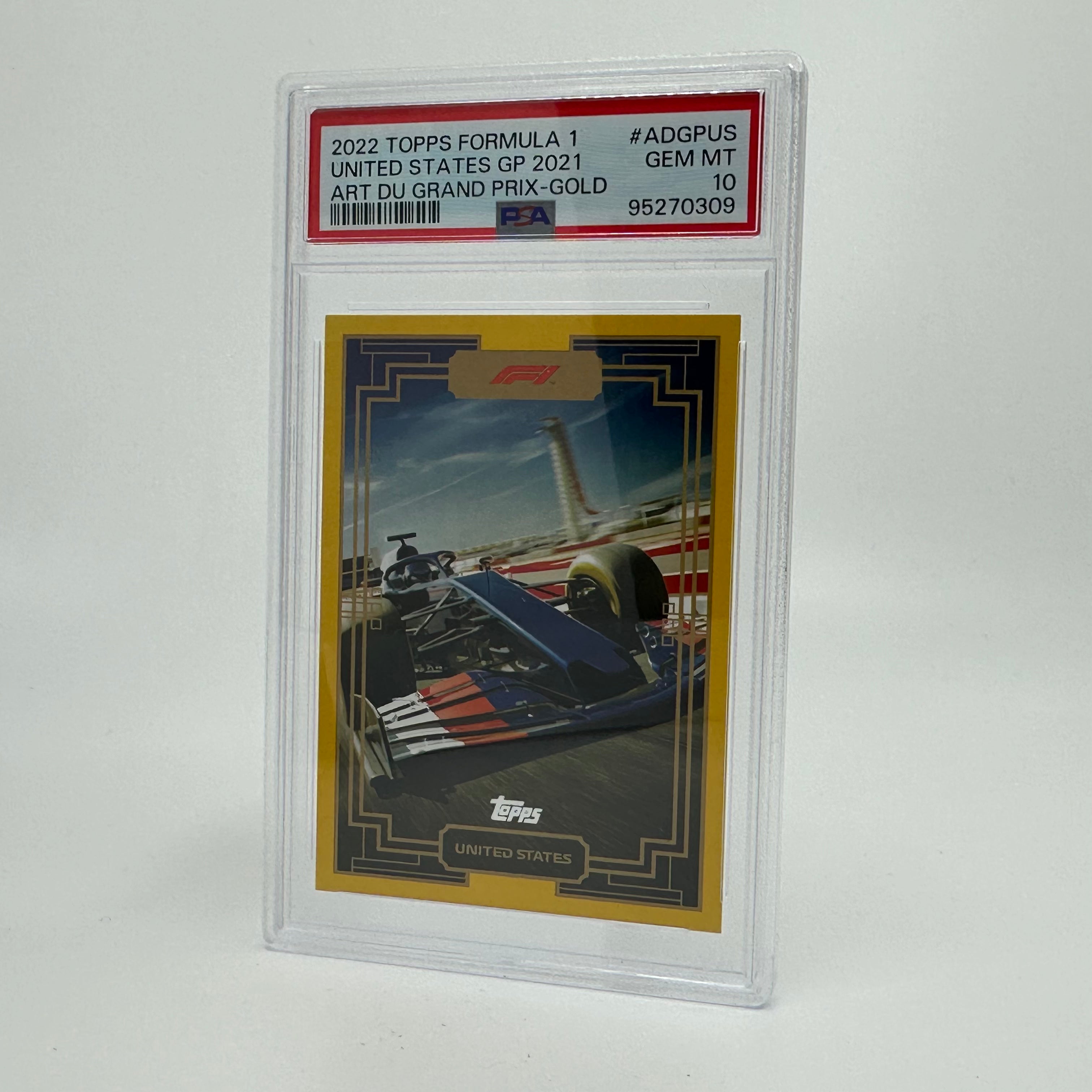 2022 Topps Formula 1 PSA 10 Art Du Grand Prix #ADGPUS Gold Card 16/50 - Rare Collectible for F1 Fans, Racing Memorabilia Display & Investment