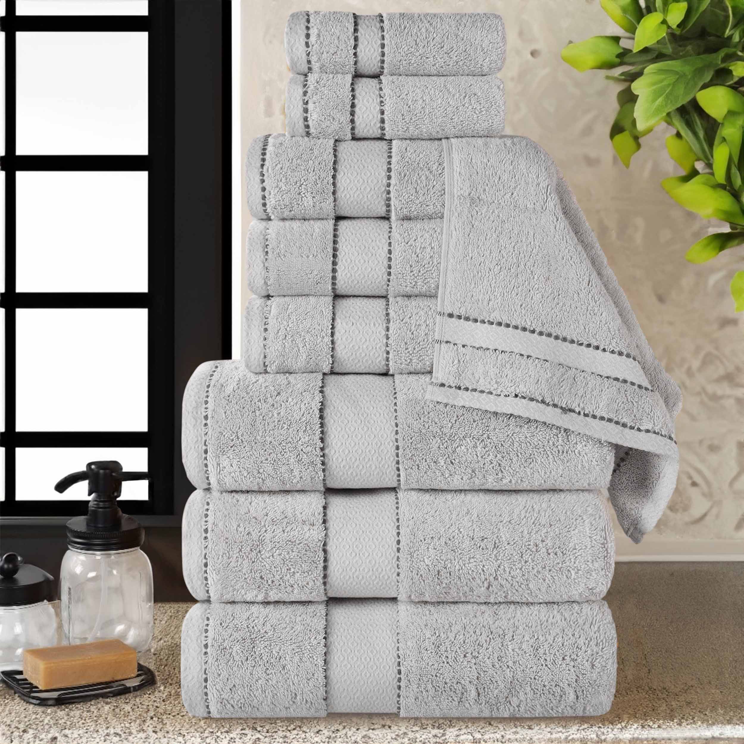 Premium 9-Piece Giza Cotton Towel Set - Ultra Absorbent, Soft & Durable - Made in Egypt - Perfect for Bathroom, Spa & Luxury Home Use
