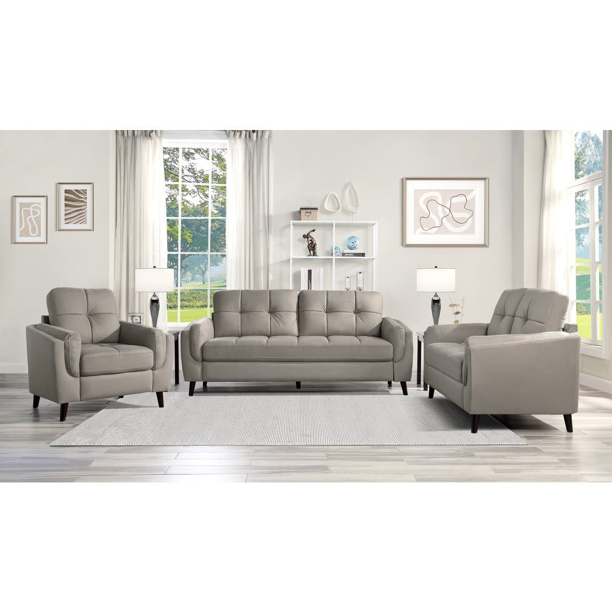 Dorelle Collection Loveseat - Taupe Microfiber Sofa for Small Spaces | Comfortable 2-Seater Couch for Living Room, Apartment & Office