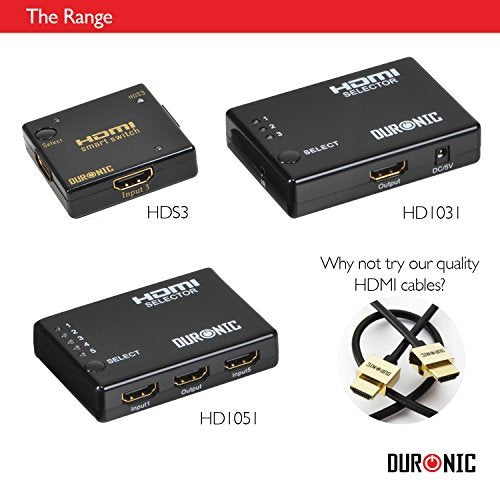 Duronic 5 Port HDMI Switch Box with Remote - 5x1 HDMI Auto Switcher Hub for 1080p HD - Compatible with PS5, Xbox Series X, Sky HD, Virgin TV, Blu-ray Players & Home Theater Systems - Perfect for Gaming & Entertainment Setup