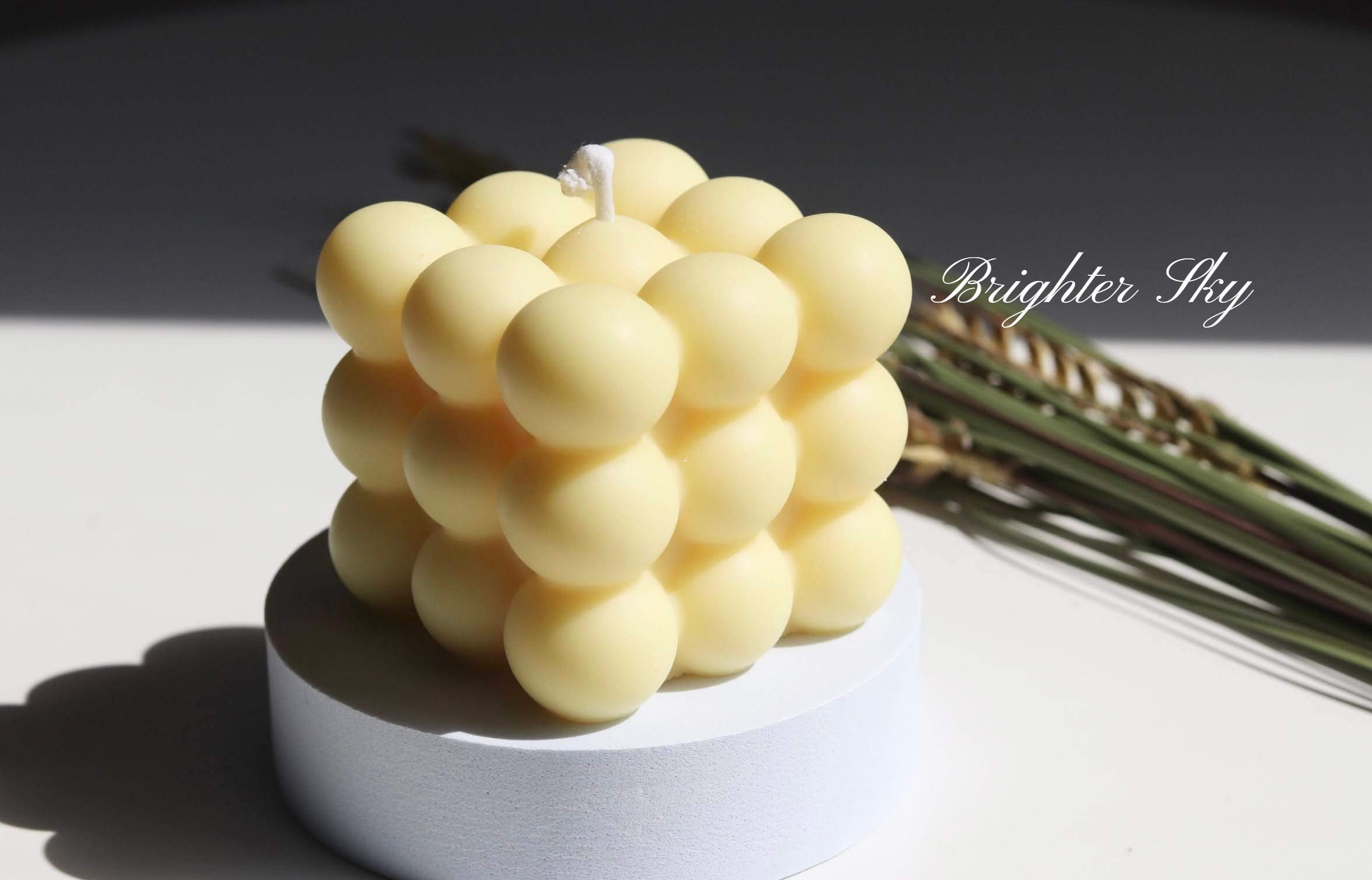 Brighter Sky Natural Soy Wax Bubble Pillar Candle - Handmade Home Decor, Romantic Gift for Her, Wedding Centerpiece, Bath Relaxation & Dinner Table Ambiance