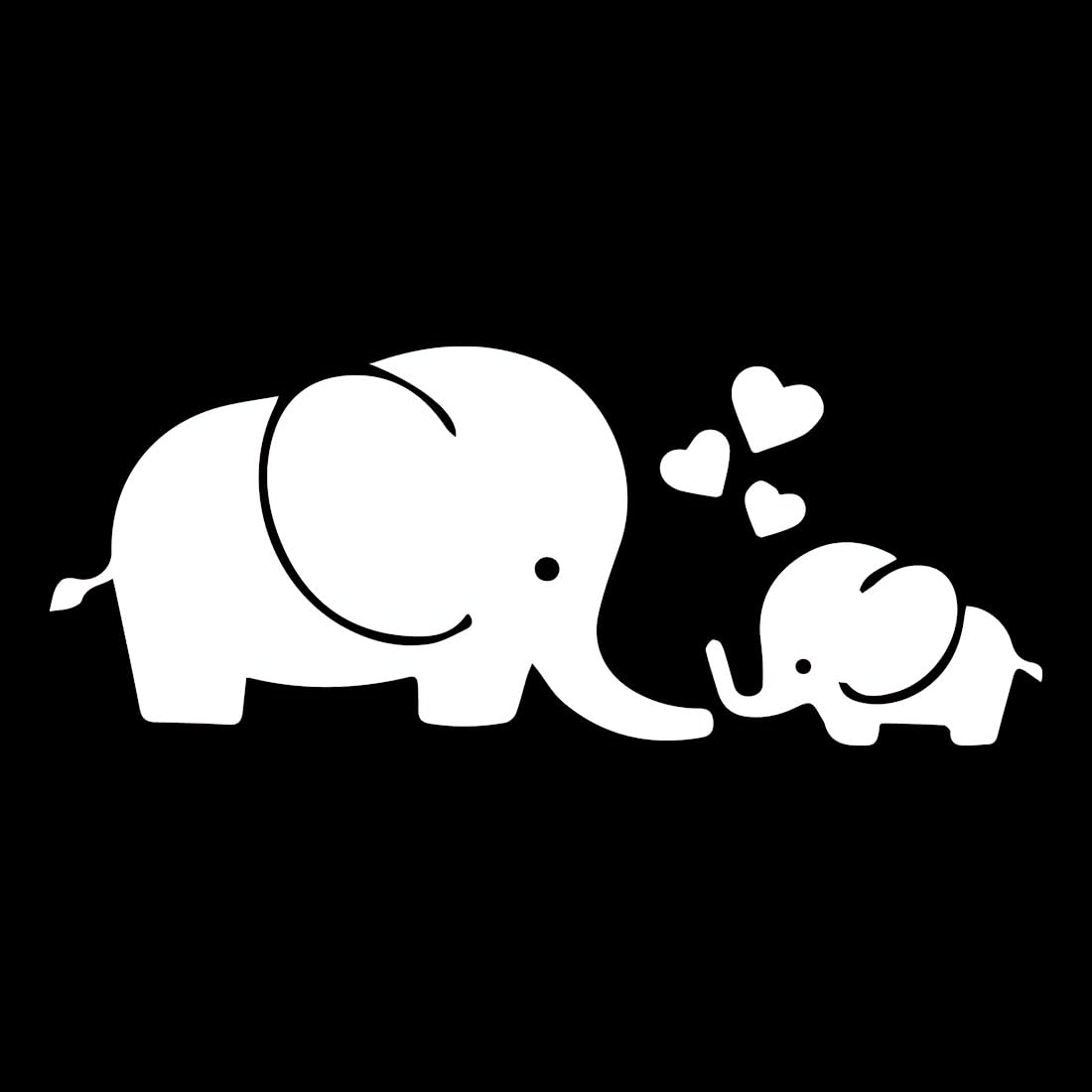 Premium Waterproof Vinyl Decal Stickers - Elephant Love Design (Set of 2) for Laptop, Phone, Helmet, Car Window, Mug & Home Decor | Cute Elephant Stickers for DIY Crafts, Kids Room, Office & Gift Giving