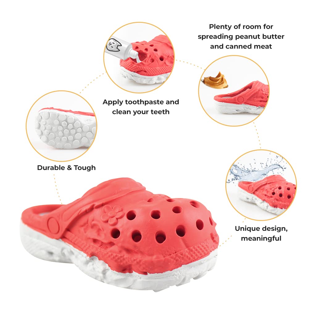 Durable Rubber Dog Chew Toys for Puppies - Tough Slipper Toy for Aggressive Chewers, Small & Medium Breed Dogs | Pet Training, Teeth Cleaning & Interactive Play | Perfect for Indoor Playtime, Outdoor Activities & Dental Health