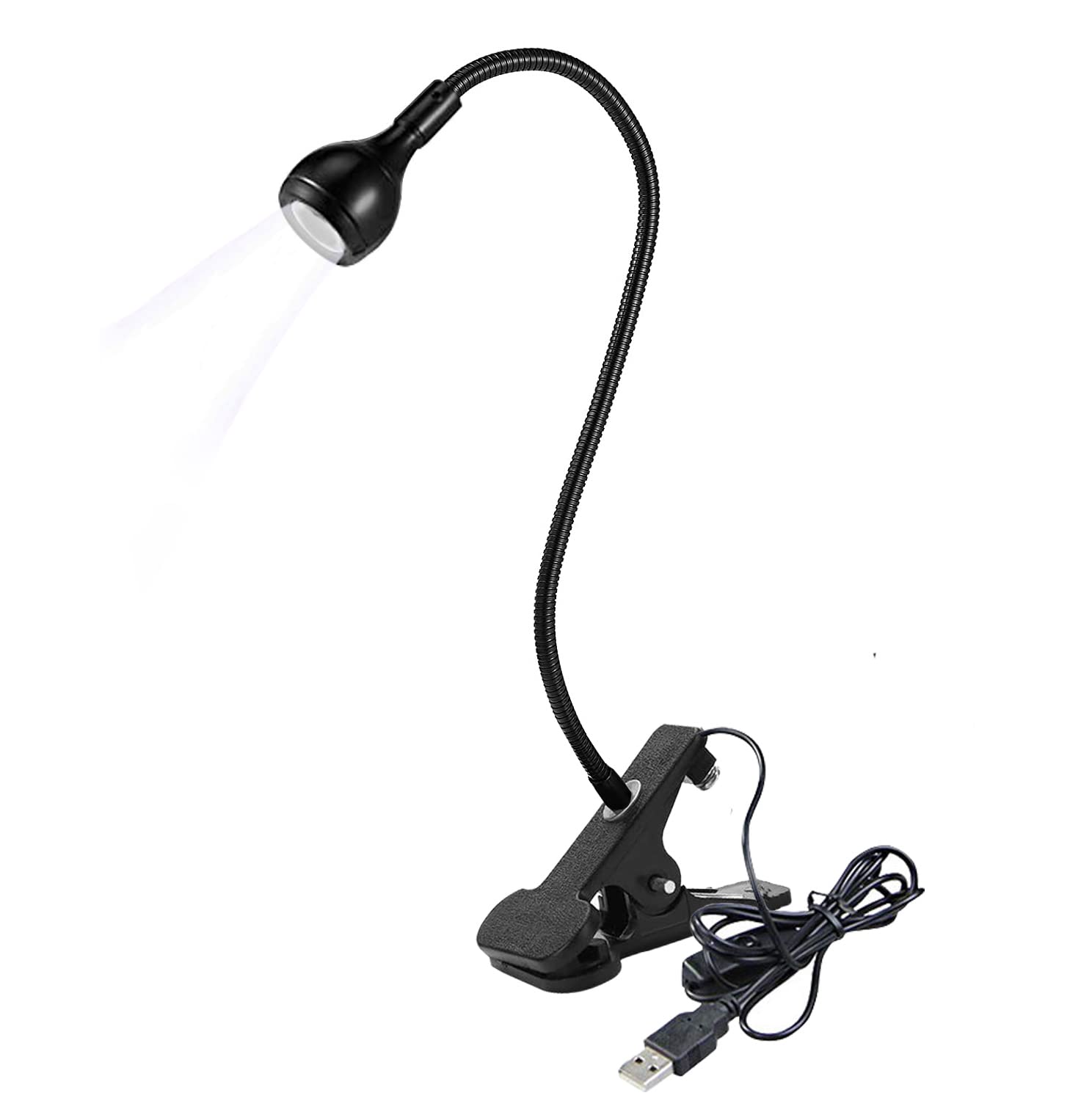 360° Adjustable LED Desk Lamp with Clamp - USB Powered Gooseneck Reading Light for Office, Study, Bedroom - Perfect for Computer Work, Night Reading & Home Office Task Lighting (Black)