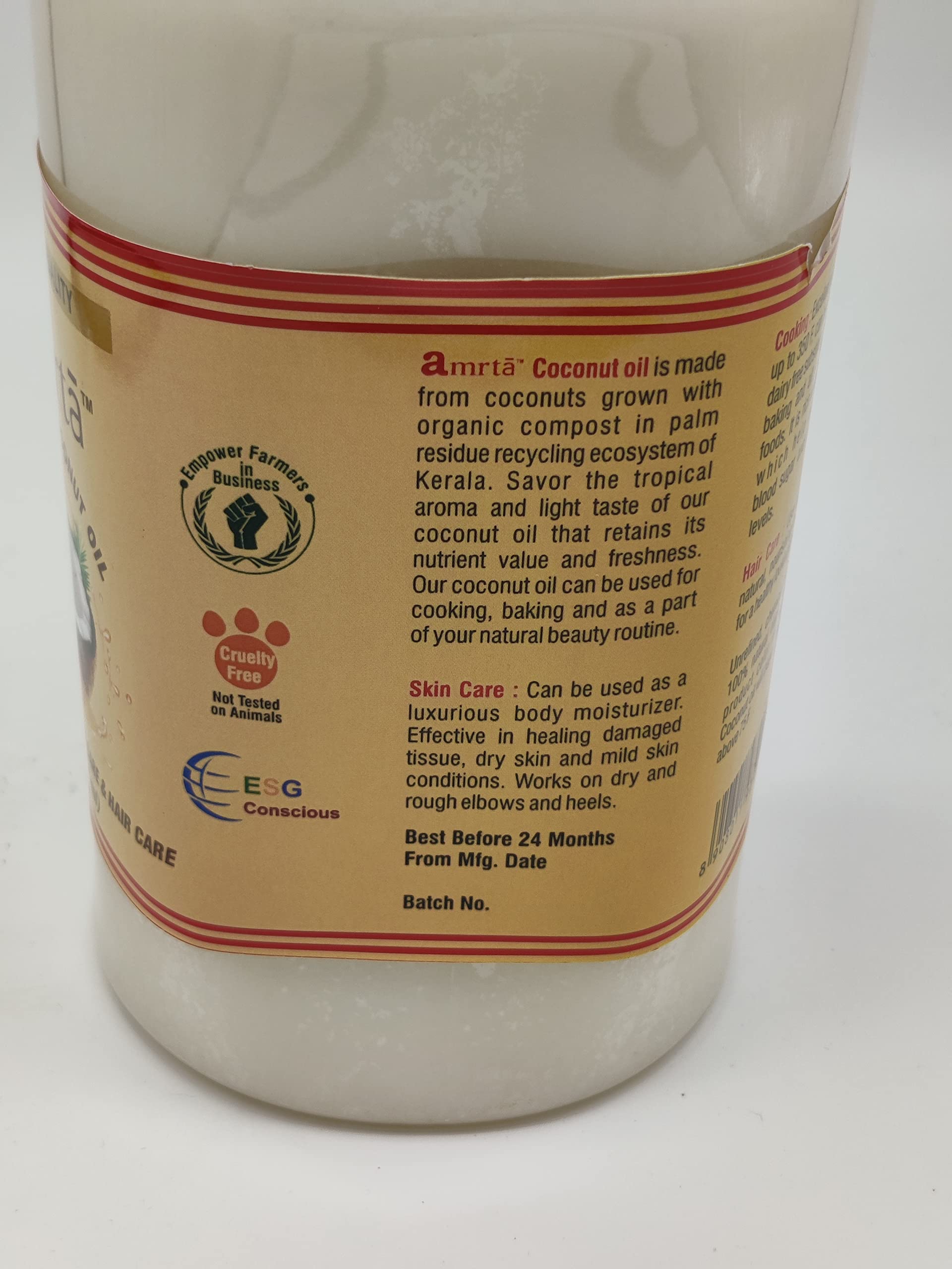 Organic Unrefined Coconut Oil 32oz - 100% Natural for Cooking, Baking & Beauty